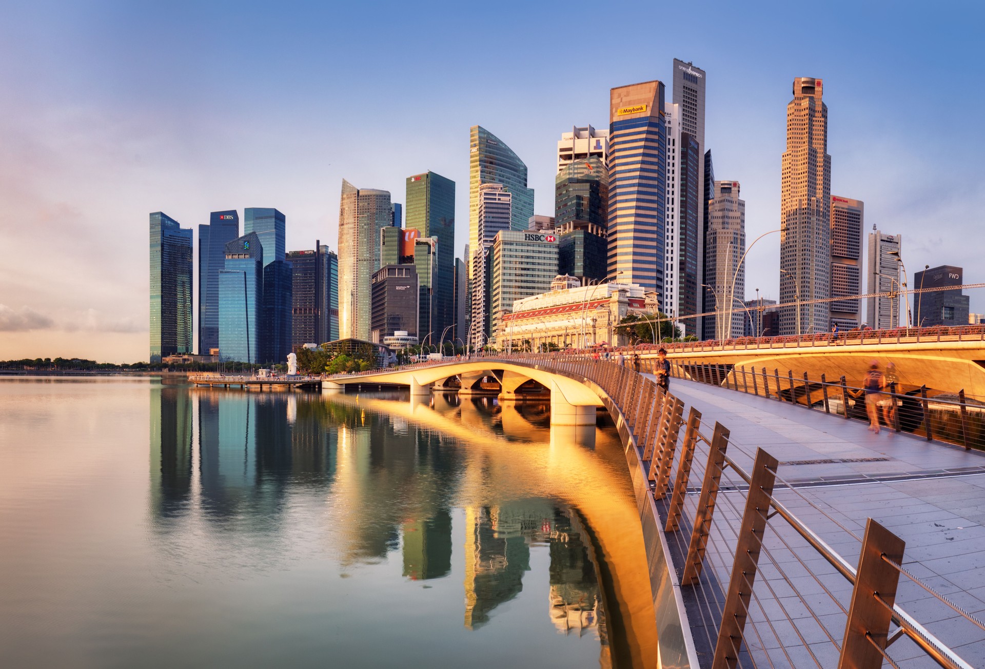 Singapore downtown at the sunrise
