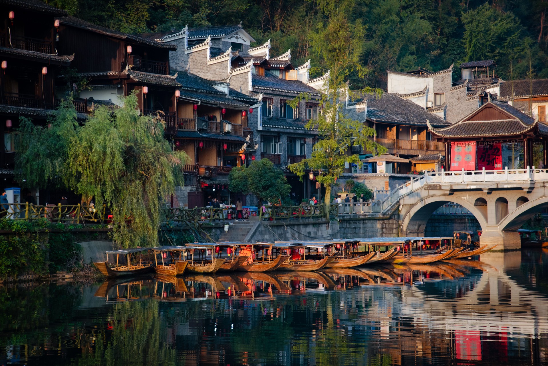Fenghuang Ancient Town. Located in Fenghuang County. Southwest of HuNan Province, China. Fenghuang is a popular tourist destination of Asia.